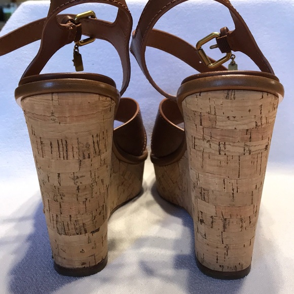 SOLD- Coach Cross Band High Wedge Sandal, 9.5 - Picture 6 of 8